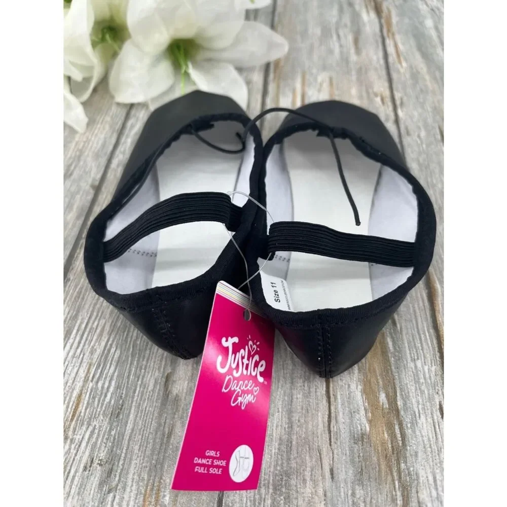 Toddler Girls Ballet Shoes Dance Class Leather Sole Adjustable Strap Size 11